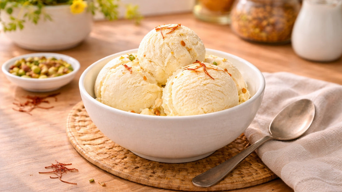 Homemade sugar free ice cream made with stevia powder