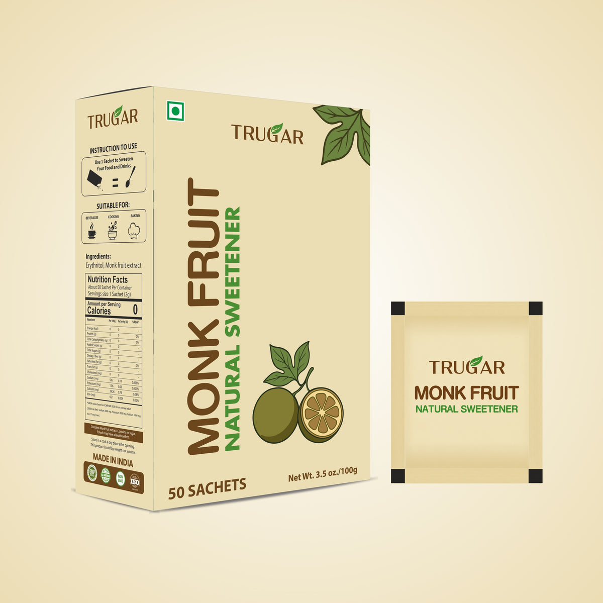 Trugar Sugar Free Monkfruit Powder 50 Sachets
