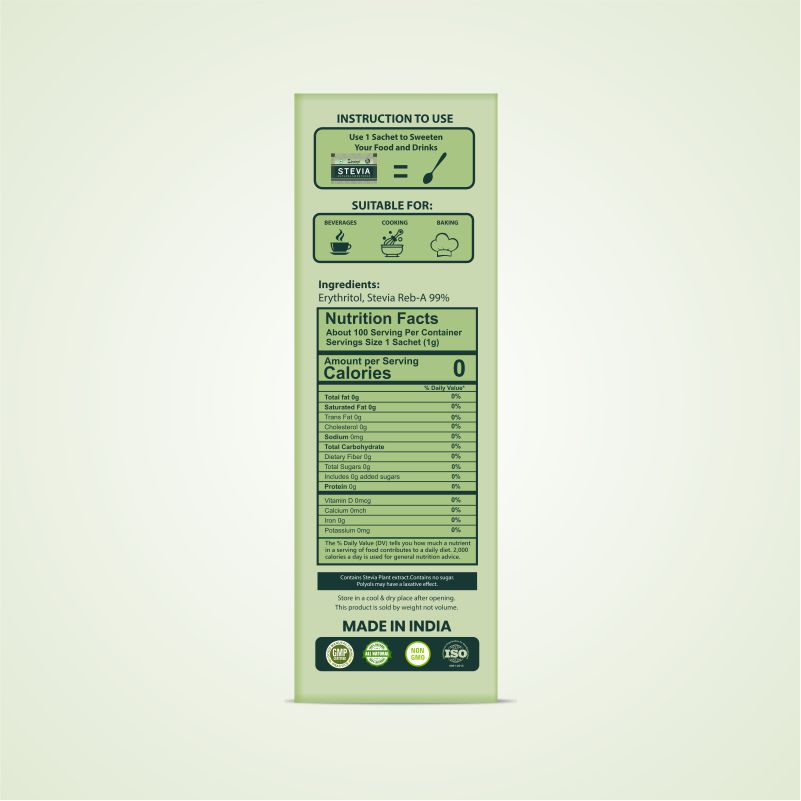 Zindagi Stevia Sachets 100 x2 | Zero Calorie Sweetener for On-the-Go