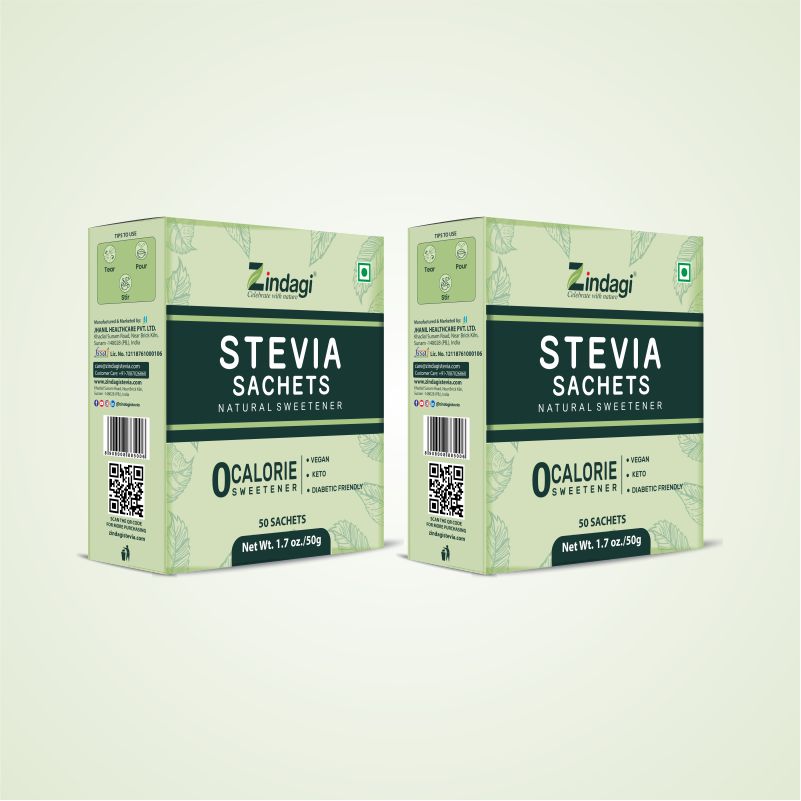 Zindagi Stevia 50 Sachets | Pack of 2 | Sweetener for Healthy Living