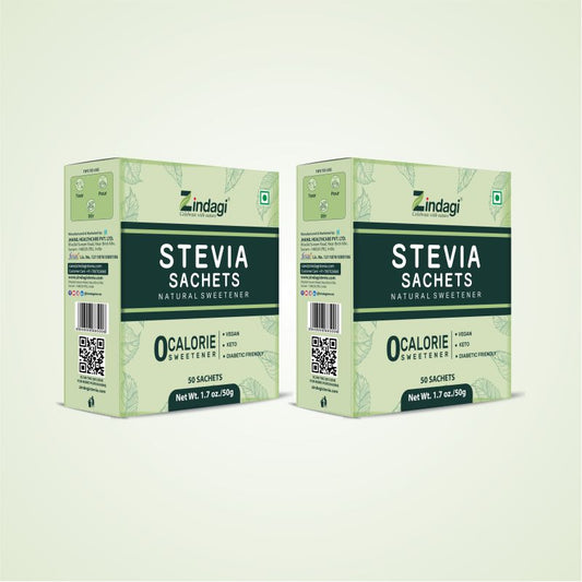 Zindagi Stevia 50 Sachets | Pack of 2 | Sweetener for Healthy Living