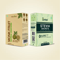 Zindagi Stevia Powder 100 Sachets and Trugar Monk Fruit Powder 50 Sachets